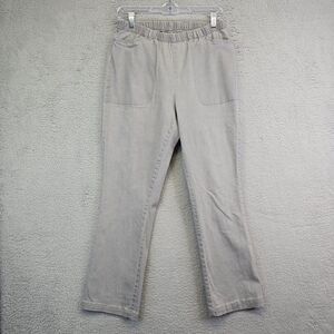 Woman Within Jeans Women 14W Gray 7 Day Straight Leg Elastic Waistband High Rise